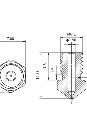3D打印机配件 高精度e3d黄铜喷嘴 M6螺纹1.75mm耗材挤出头喷头