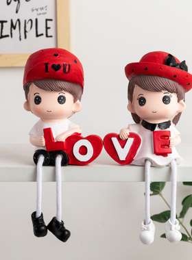 婚庆婚房情侣装饰人m物公仔吊脚娃娃  墙面隔板装饰工艺礼品小摆