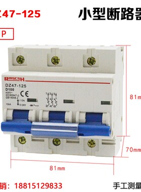 DZ47-125 1P 2P 3P 4P 塑壳断路器 NC100H 空气开关80A 100A 125A