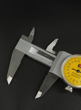 广陆带表指针式卡尺0-200mm+-0.01高精度不锈钢4用防震游标卡尺