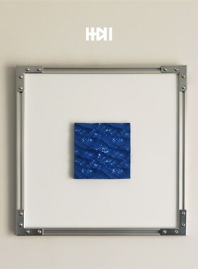 一加一蓝色工业风轻奢水泥混凝土立体浮雕雕塑装饰画铝合金挂画