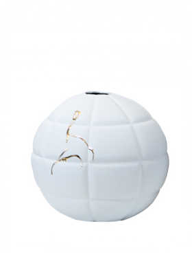 创意陶瓷白色鎏金花瓶北欧样板房家居客N厅磨砂圆瓶摆件装饰品