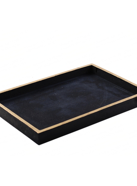 新中式样板间黑色托盘客厅家居软装饰品茶几摆件售楼处Y摆场工艺