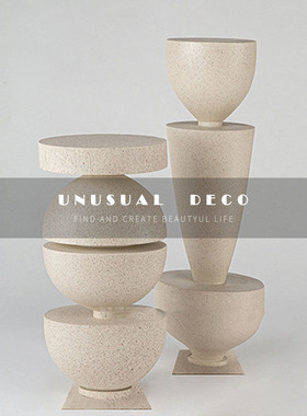 侘寂风极简几何半圆柱拼接摆件C客厅书房卧室样板房间桌面饰品