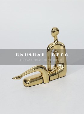 简约轻奢金色铜制艺术女人u摆件样板房售楼处电视柜书房卧室装饰