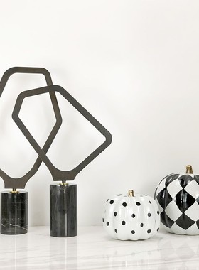 简约黑白南瓜摆件样板房售楼处儿童房书房W软装饰品摆设