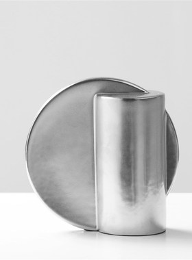 简约银色黑色白色陶瓷电镀摆件样板房售楼处酒U店客厅软装饰品