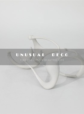 简约黑白抽象g扭曲线条艺术摆件样板间卧室电视柜书房家居饰品
