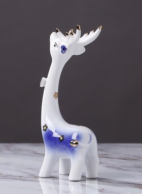 小摆件家居装饰创意客厅电视玻璃酒柜办公室玄L关高档轻奢鹿工艺