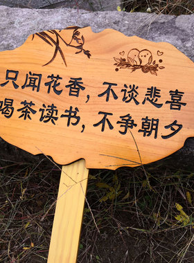 实木园艺花草提示牌种植区标识牌农场户H外警示牌幼儿园菜园插地