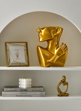 抽象艺术人像摆件客厅轻奢u高级感玄关电视柜餐桌干花插花装饰花