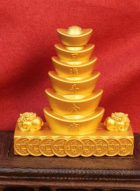 招财进宝元宝塔转转摆件斗金貔A貅铜钱家居办公室桌面装饰礼品