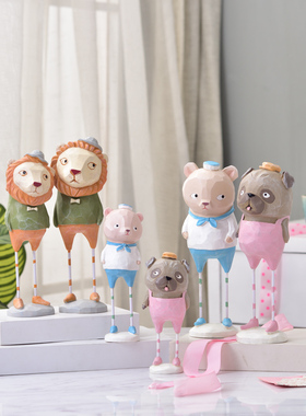 北欧is创意摆件家居装饰品狗狮子熊房间布N置摆设可爱桌面小饰品