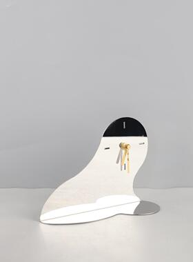 现代简约不锈1939湖泊镜表面钟台钟装钢摆件玄关饰书房电视柜家居