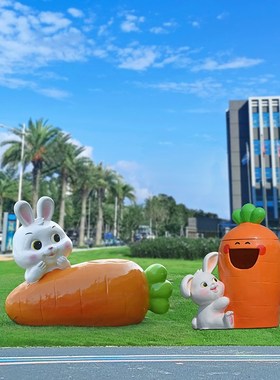 卡通动物垃圾桶玻璃钢q雕塑户外公园椅园林景区果皮箱分类装饰摆