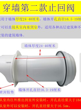 抽油烟机砖墙出口玻璃窗出风口排风口排烟管止回阀厨房挖孔烟管