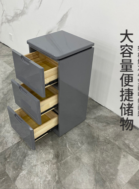 理发店发廊工具柜实木美发店工具台带无线充电收纳储物柜双层抽屉