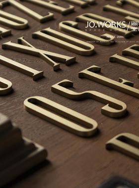 JO.WO 欧式黄l铜英文字母墙贴酒店商业空间门牌创意定制广告字