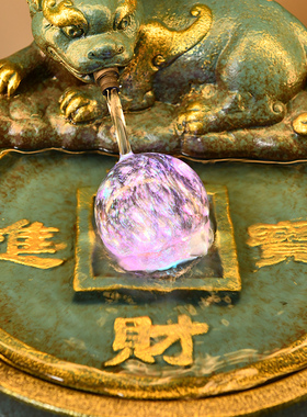 创意桌面貔貅流水摆件o客厅室内加湿装饰开业礼品水晶球循环水喷