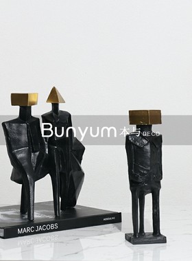 轻奢样板房间创意艺术时装w秀抽象人物雕塑摆件售楼处展厅摆设