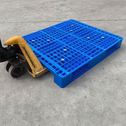 HDPE全新料1012强荷载塑料卡板 带钢管网格蓝色塑料川字型托盘 - 图2