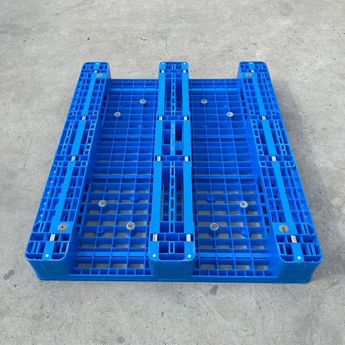 HDPE全新料1012强荷载塑料卡板 带钢管网格蓝色塑料川字型托盘 - 图1