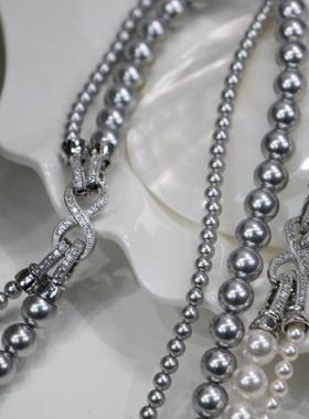 2025秋冬干枯玫瑰珍珠项链优雅双层戴法高级轻奢配饰穿搭项链饰品