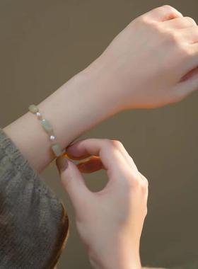 和田玉珍珠14K包金手链