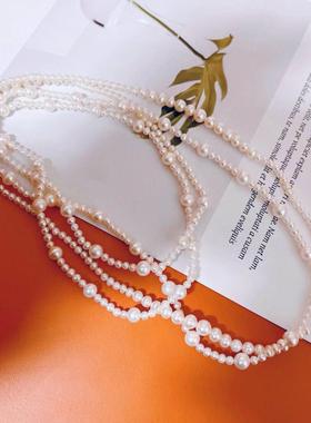 法式复古淡水珍珠毛衣链