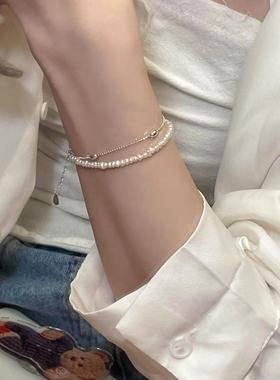 S925纯银珍珠小米珠多层项链2026