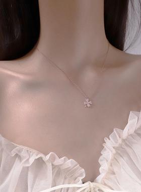 s999足银新款幸运四叶草项链女锁骨链小众设计感简约气质ins吊坠