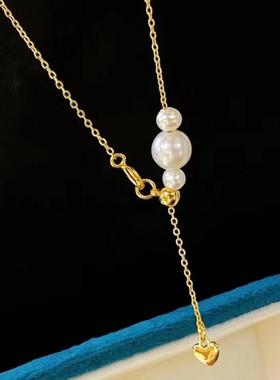 天然淡水珍珠抽拉锁骨链