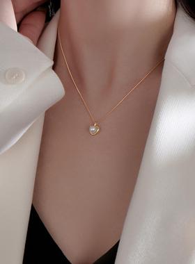 天然珍珠项链简约轻奢小众锁骨链