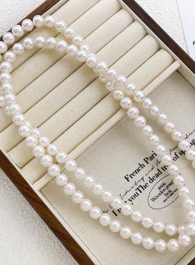 长款珍珠项链妈妈款搭配旗袍