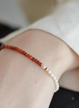 高品质淡水珍珠玛瑙项链