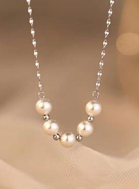 999纯银韩系珍珠锁骨链