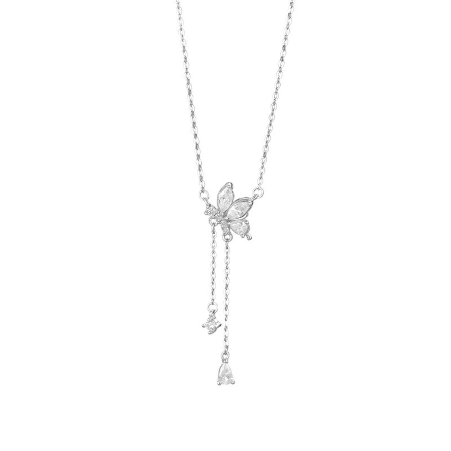 原创阿宝S999足银溯光之蝶流苏蝴蝶项链甜美森系温柔锁骨链女式 - 图3