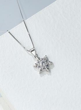 S925雪花满钻锆石锁骨链