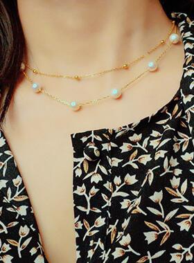 手工满天星珍珠双层锁骨链