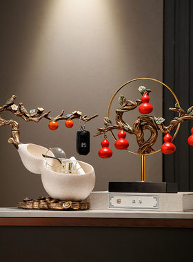 五临门新中式葫芦金鹿招财创意摆件客H厅玄关电视柜公司前台装饰