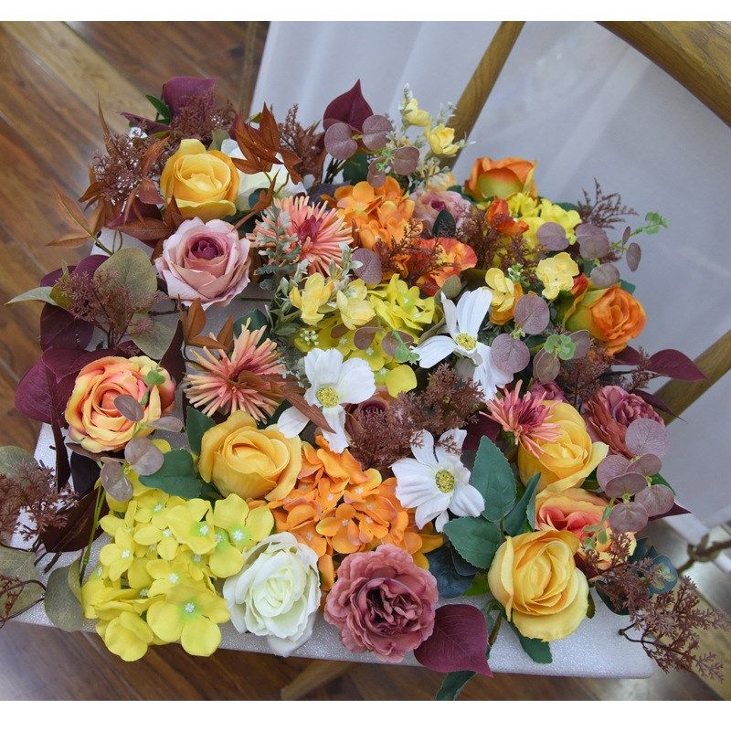 婚庆仿真花排 背景墙花墙装饰 婚礼堂布展网红墙酒店拍摄道具假花 - 图3