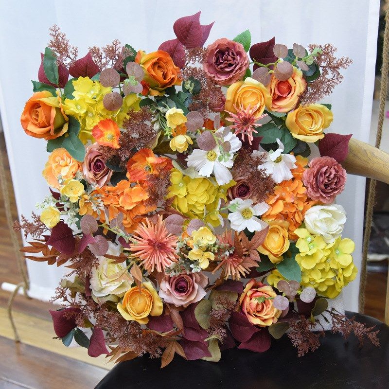 婚庆仿真花排 背景墙花墙装饰 婚礼堂布展网红墙酒店拍摄道具假花 - 图0