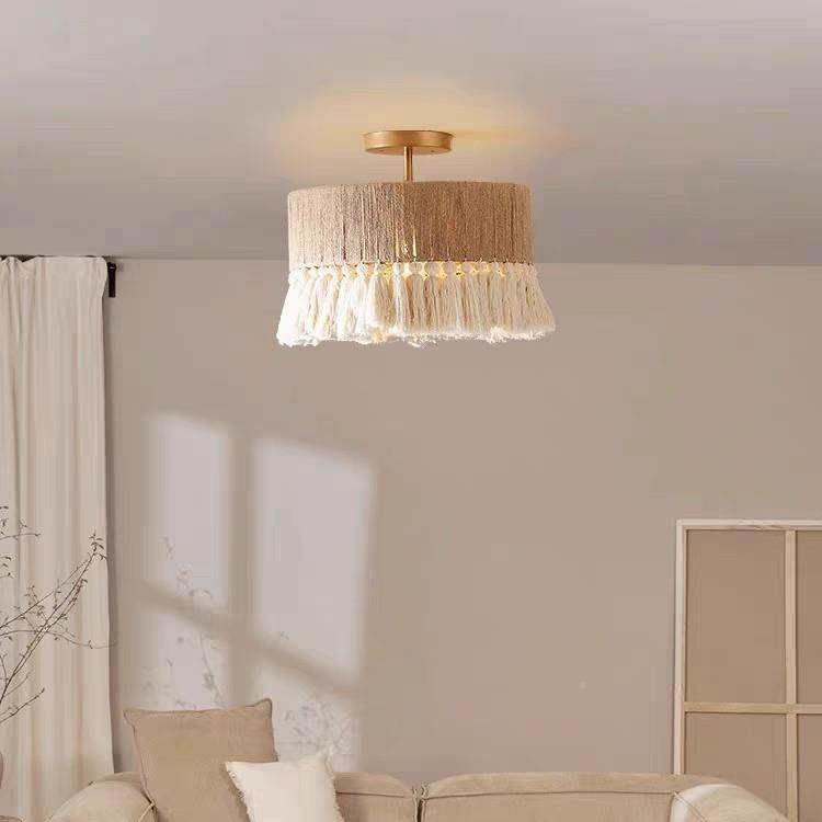 波米亚复古麻绳流苏灯创意奶997油风厅卧室餐西灯吸顶灯诧寂风吊,淘宝优惠券,粉丝福利购,淘宝优惠卷