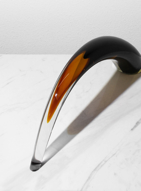 简约橘色渐变水晶玻璃流线形摆件样板间售楼处U客厅桌面装饰品