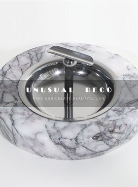 轻奢家居售楼处雪茄烟灰缸大理石客厅书房大厅会X议室桌面摆件