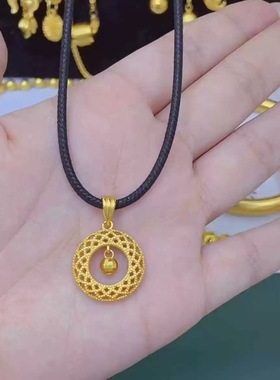 越南沙金花丝平安扣转运吊坠