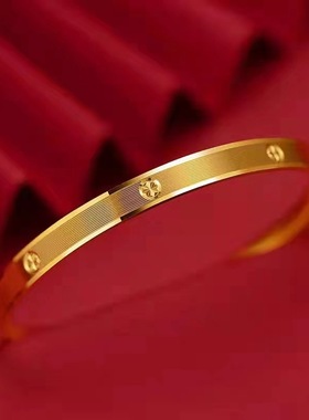 精品CNC钻纹手镯时尚沙金