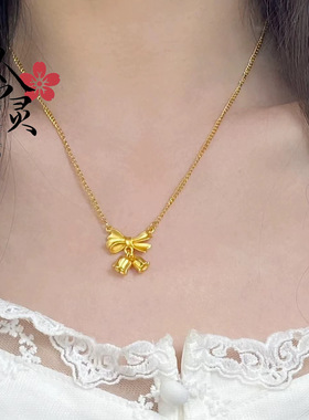 铃兰花蝴蝶结项链女精致气质