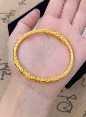 金店同款紫荆花卷草纹手镯