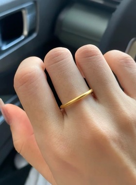 越南沙金镀金细条素圈女士戒指